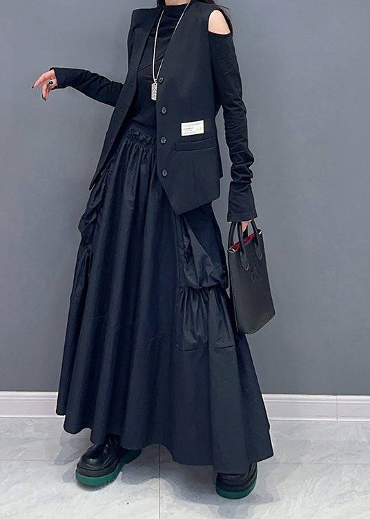 Kvinnors Sommarkjol Med Fickor Och Skrynklig Design 3