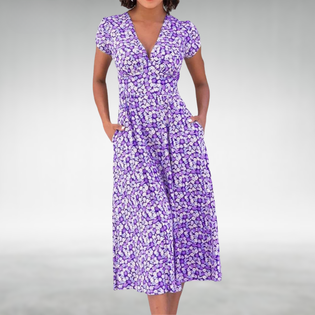 Kvinnors Sommarklänning Blommönster Tidlös Design 2