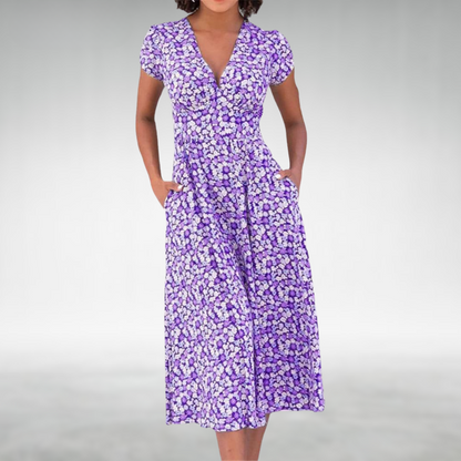 Kvinnors Sommarklänning Blommönster Tidlös Design 2