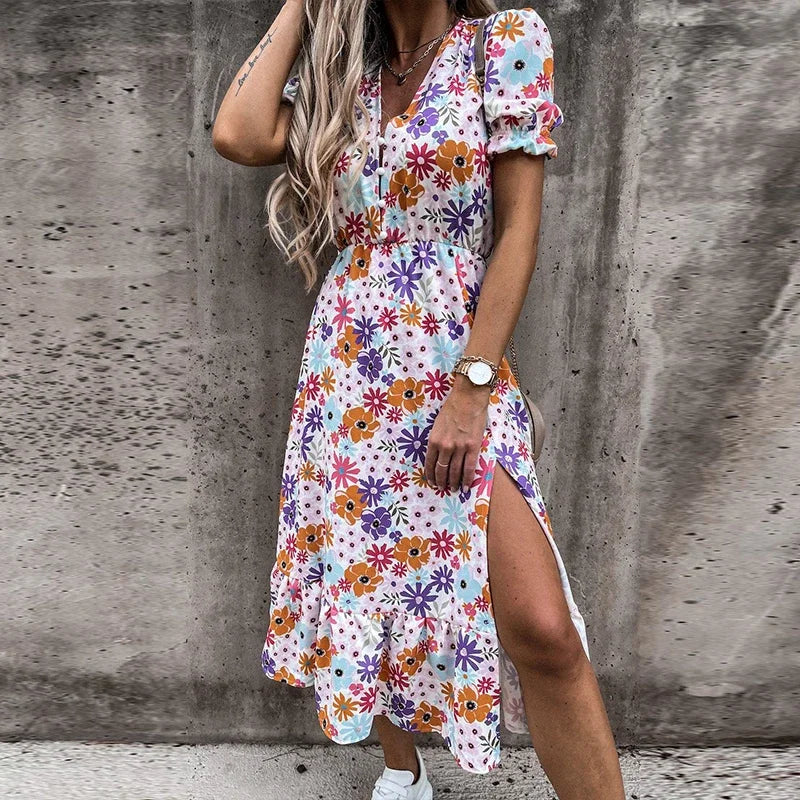 Kvinnors Sommarklänning med Blommönster 4