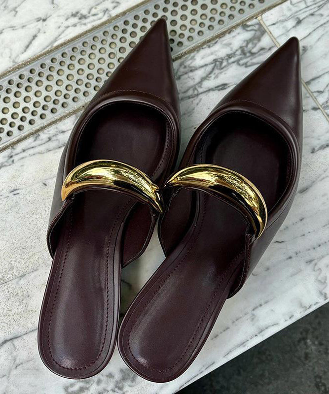 Kvinnors Spetsig Tå Sandaler i Fransk Choklad 1