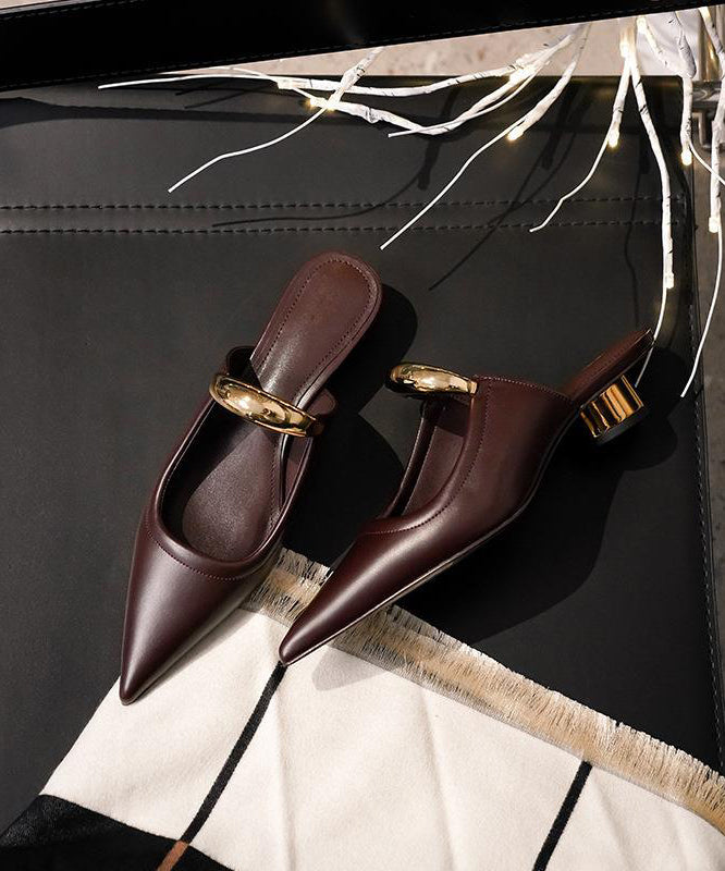 Kvinnors Spetsig Tå Sandaler i Fransk Choklad 2