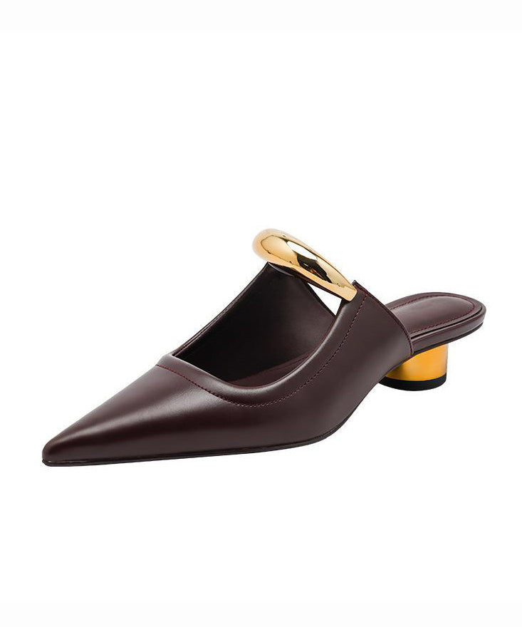 Kvinnors Spetsig Tå Sandaler i Fransk Choklad 4