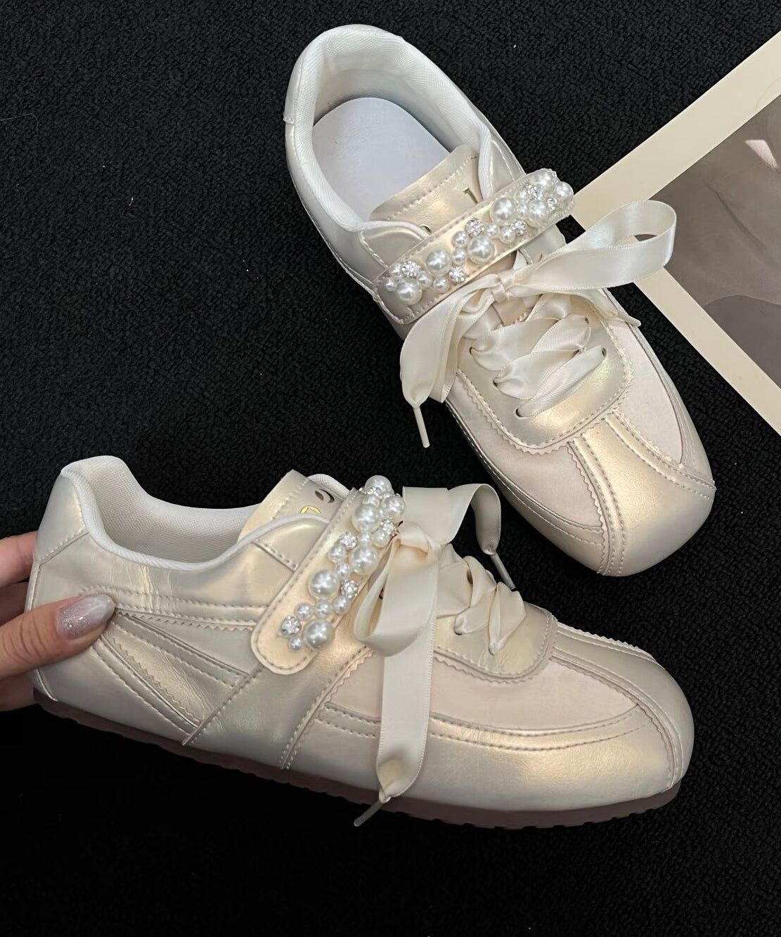Kvinnors Splicing Flat Shoes med Båge 2