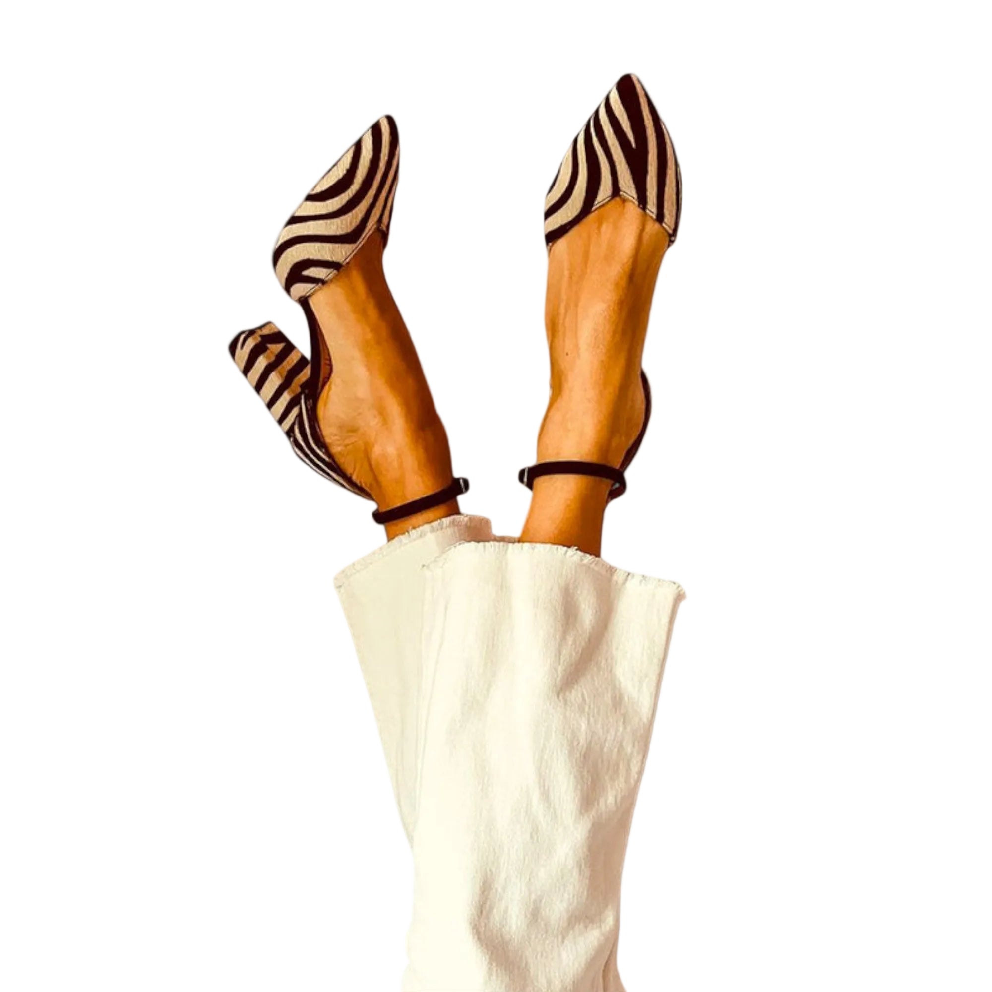 Kvinnors Statement-High Heels med Zebra-Print 0