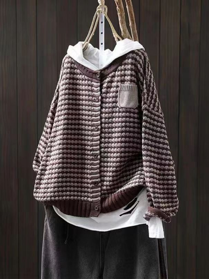 Kvinnors Stickad Cardigan med Textur 2