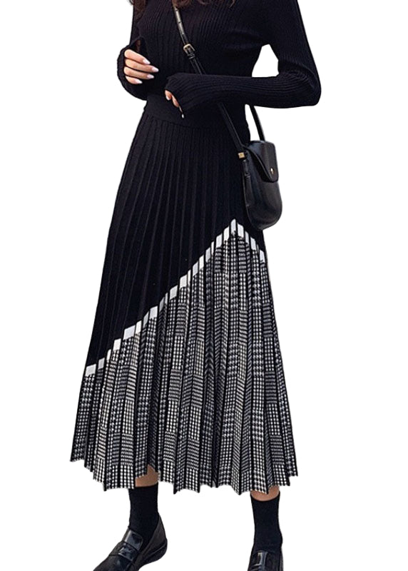 Kvinnors Stickad Kjol med Patchwork Design 0