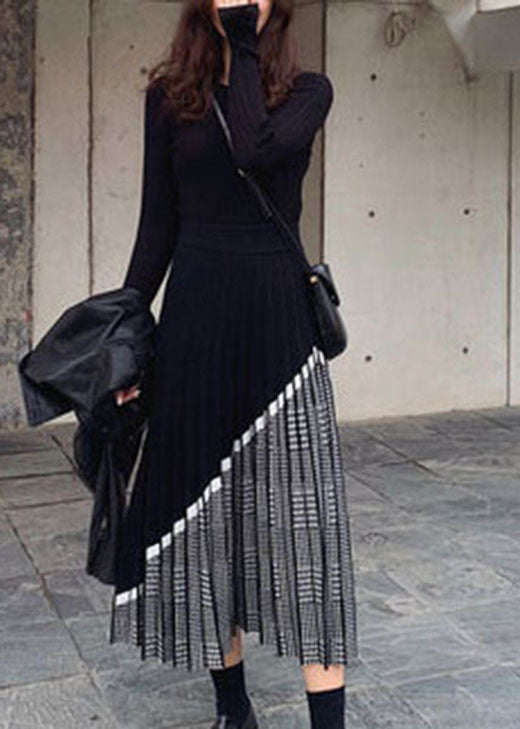 Kvinnors Stickad Kjol med Patchwork Design 1