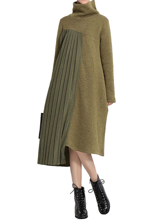 Kvinnors Stickad Klänning med Patchwork 0