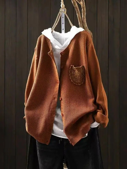 Kvinnors Stickad Kofta Med Draperad Siluett 3