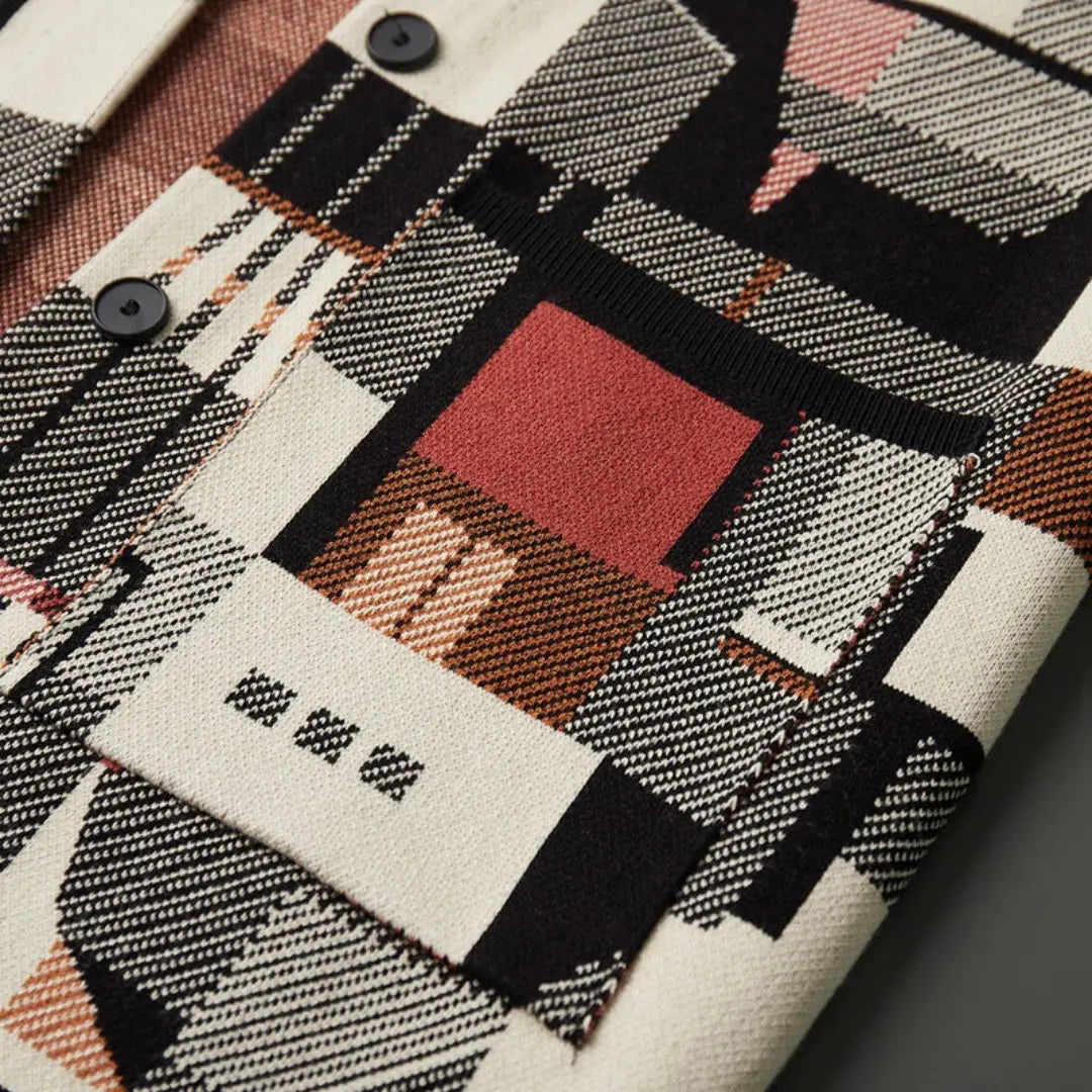 Kvinnors Stickad Kofta med Abstrakt Design och Avsmalnande Passform 7