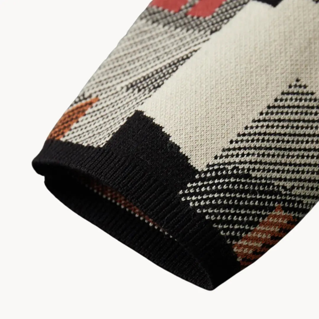 Kvinnors Stickad Kofta med Abstrakt Design och Avsmalnande Passform 8