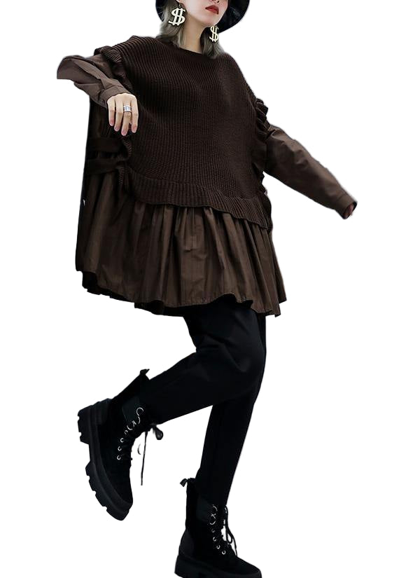 Kvinnors Stickad Sweatshirt med Hög Hals 0