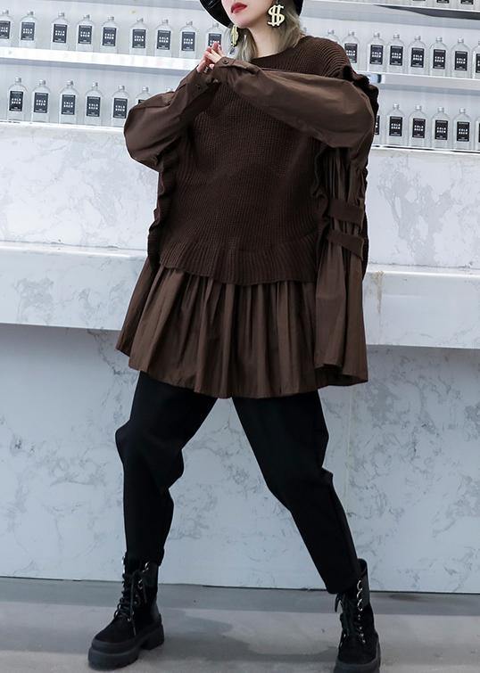 Kvinnors Stickad Sweatshirt med Hög Hals 1