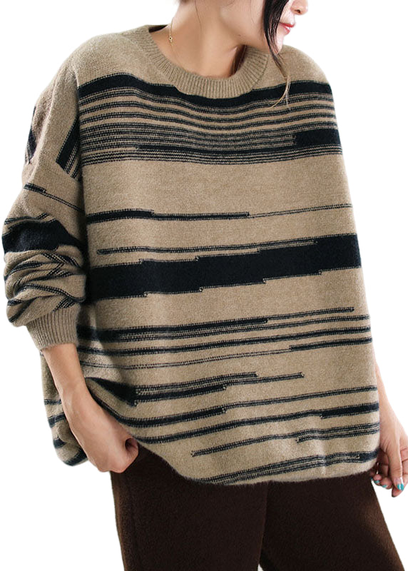 Kvinnors Stickad Tröja Randig 0