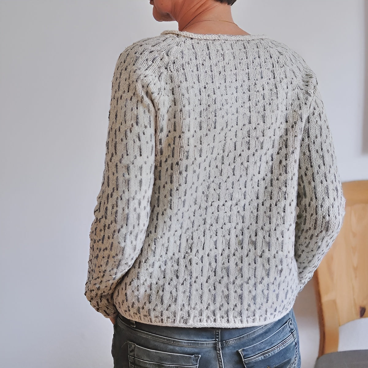 Kvinnors Stickad Tröja Rund Hals Modern Design 5