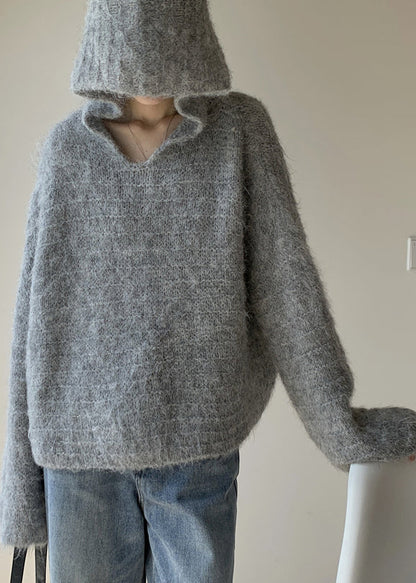 Kvinnors Stickad Tröja med Huva 1