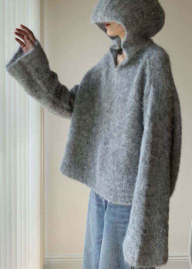 Kvinnors Stickad Tröja med Huva 3