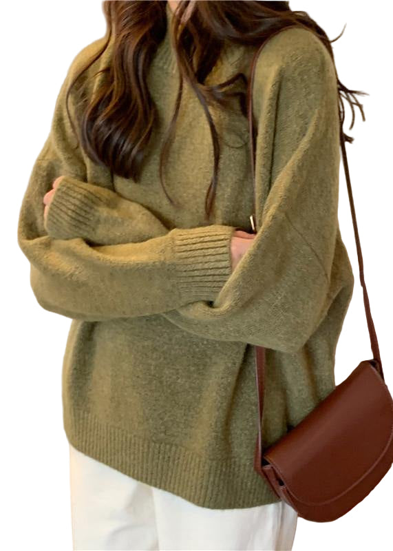 Kvinnors Stickad  Tröjor med Hög Hals 0