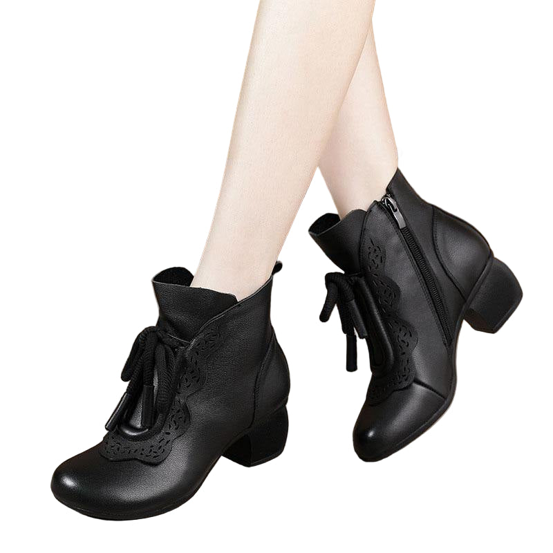 Kvinnors Stövlar med Dragkedja och Snörning 2