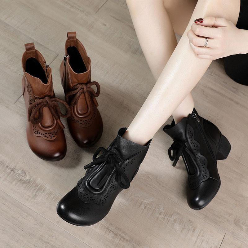 Kvinnors Stövlar med Dragkedja och Snörning 3