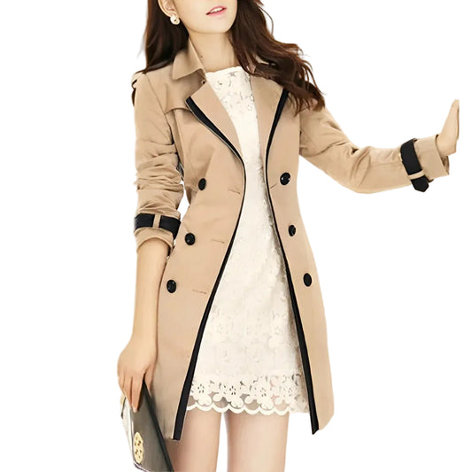 Kvinnors Svart Trenchcoat Tidlös Design 0