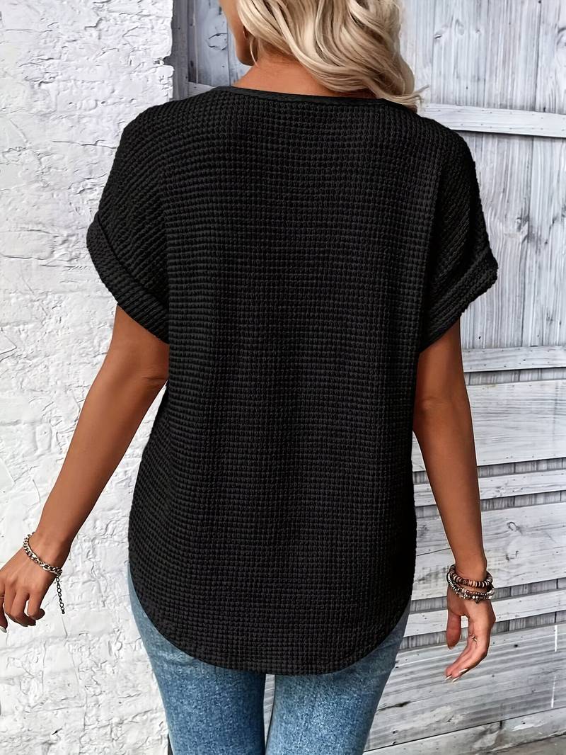 Kvinnors T Shirt Med Spetsdetaljer Rund Hals 2