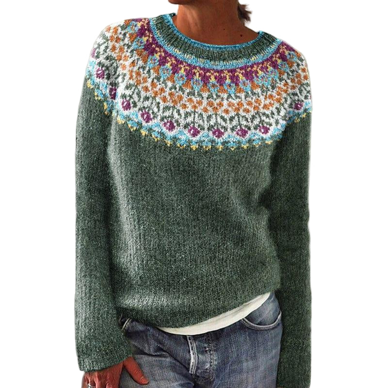 Kvinnors Texturerad Tröja Med Blommönster 0