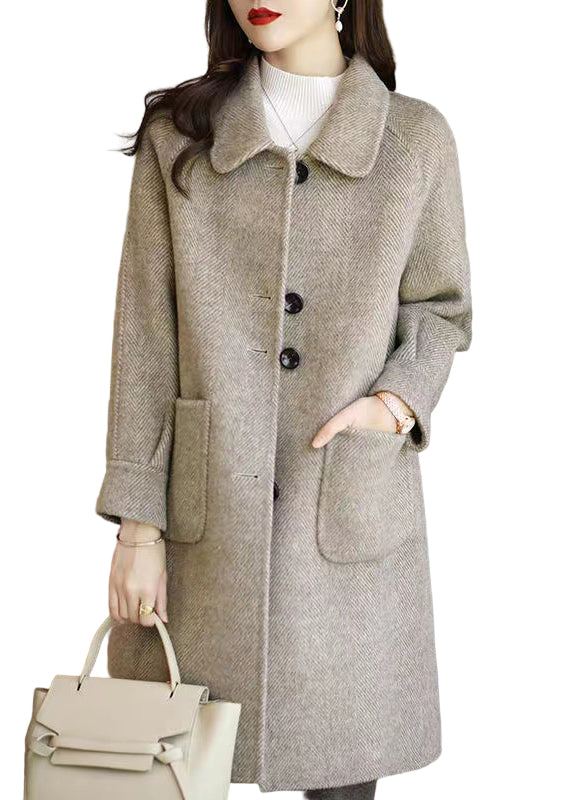 Kvinnors Tjock Yllerock med Knappfickor och Patchwork 0