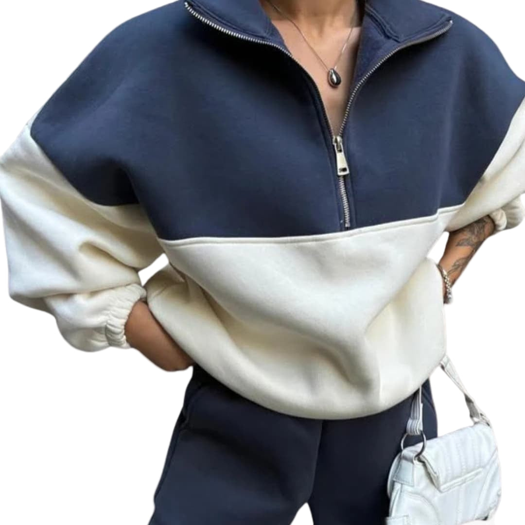 Kvinnors Tröja Halv Dragkedja Modern Stil med Sidfickor 0