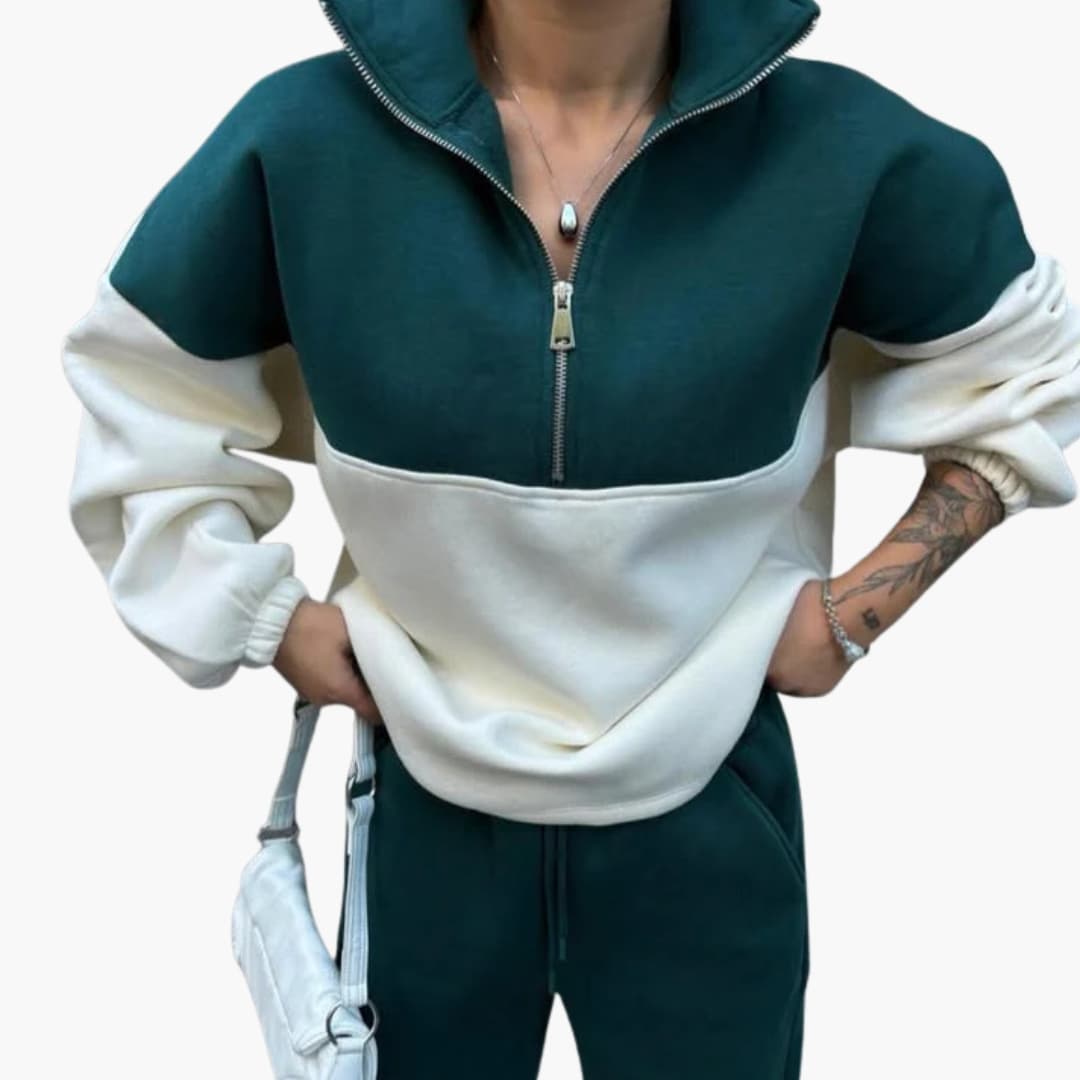 Kvinnors Tröja Halv Dragkedja Modern Stil med Sidfickor 2