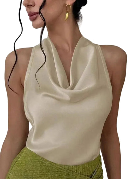 Kvinnors Turtleneck Top Ärmlös Loose Fit 0