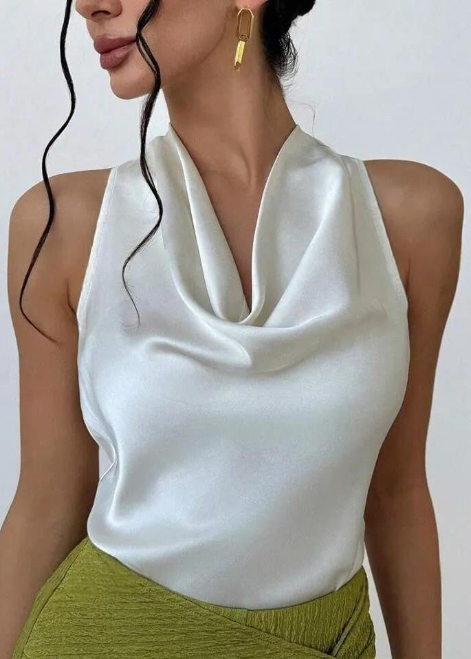 Kvinnors Turtleneck Top Ärmlös Loose Fit 1