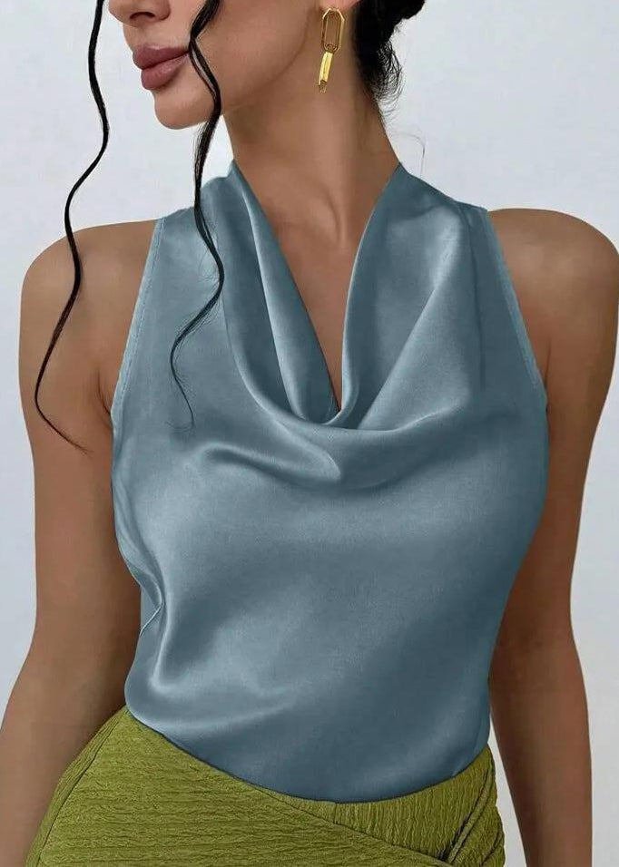 Kvinnors Turtleneck Top Ärmlös Loose Fit 2