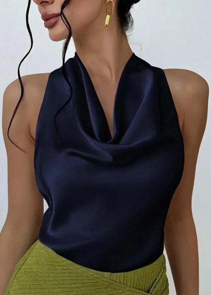 Kvinnors Turtleneck Top Ärmlös Loose Fit 3