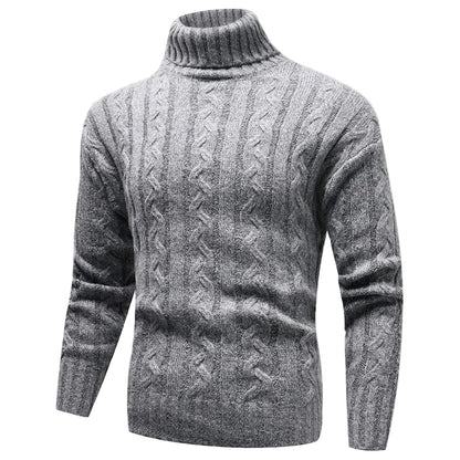 Kvinnors Turtleneck Tröja Kabelstickad 0