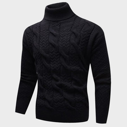 Kvinnors Turtleneck Tröja Kabelstickad 1