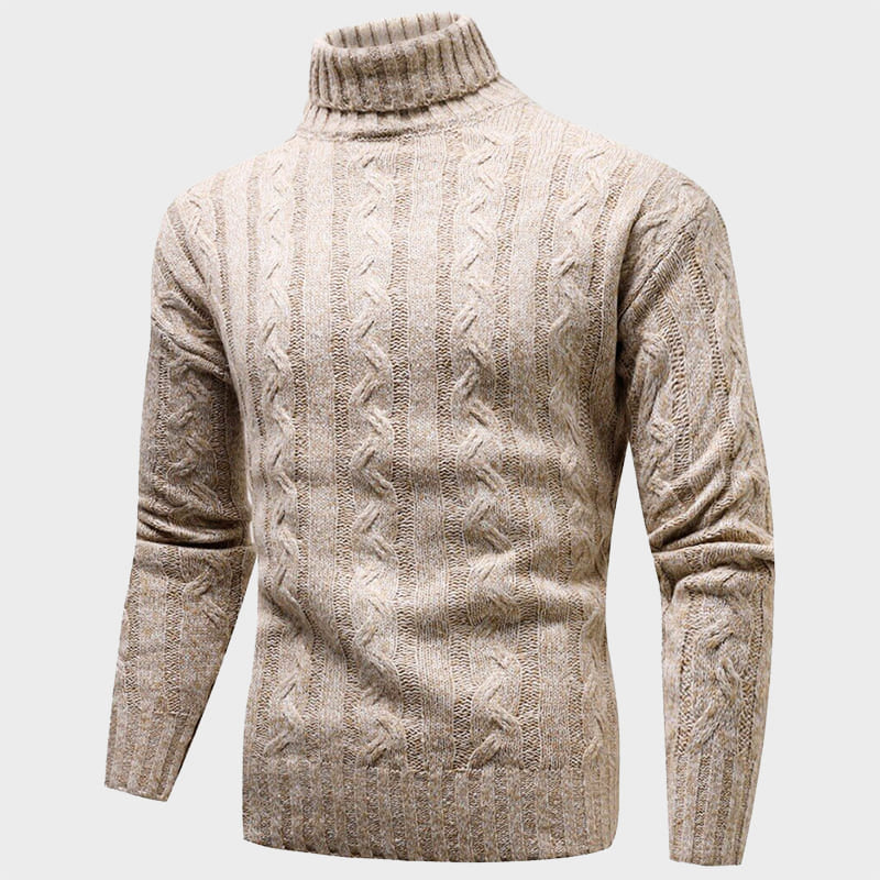 Kvinnors Turtleneck Tröja Kabelstickad 2