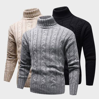 Kvinnors Turtleneck Tröja Kabelstickad 3