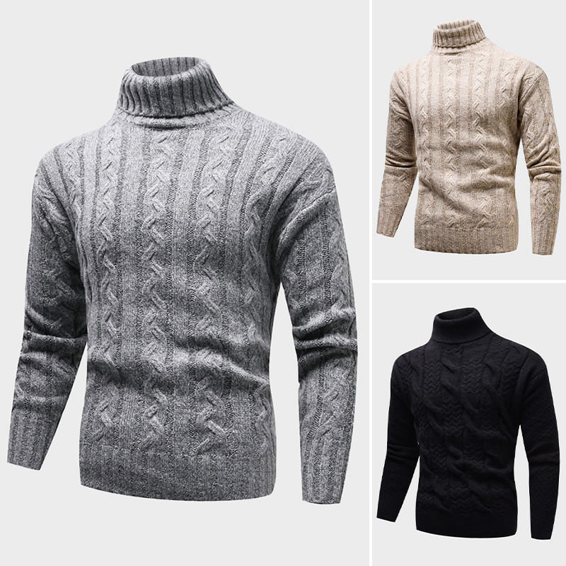 Kvinnors Turtleneck Tröja Kabelstickad 4