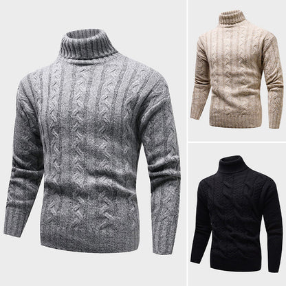 Kvinnors Turtleneck Tröja Kabelstickad 4