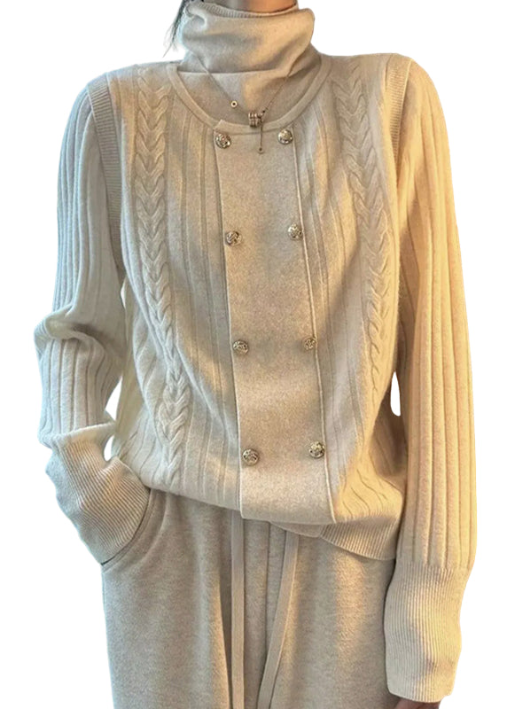 Kvinnors Turtleneck Tröja Patchwork Design 0