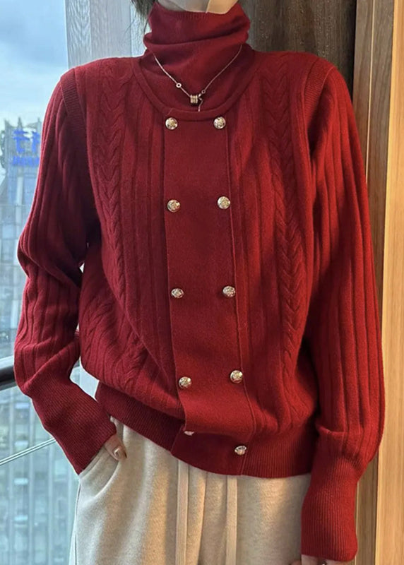 Kvinnors Turtleneck Tröja Patchwork Design 2