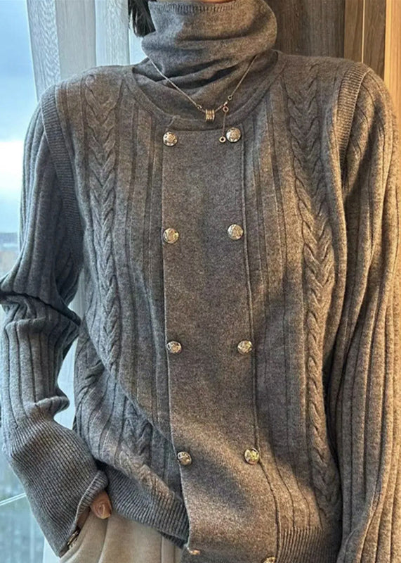 Kvinnors Turtleneck Tröja Patchwork Design 4