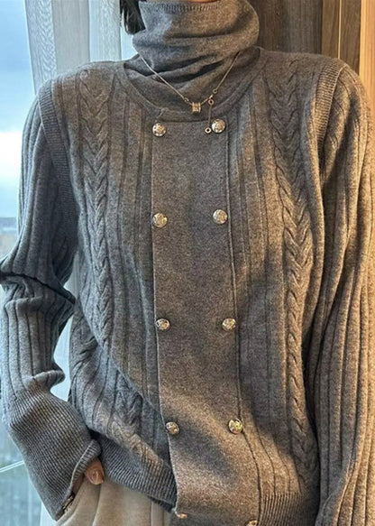 Kvinnors Turtleneck Tröja Patchwork Design 4