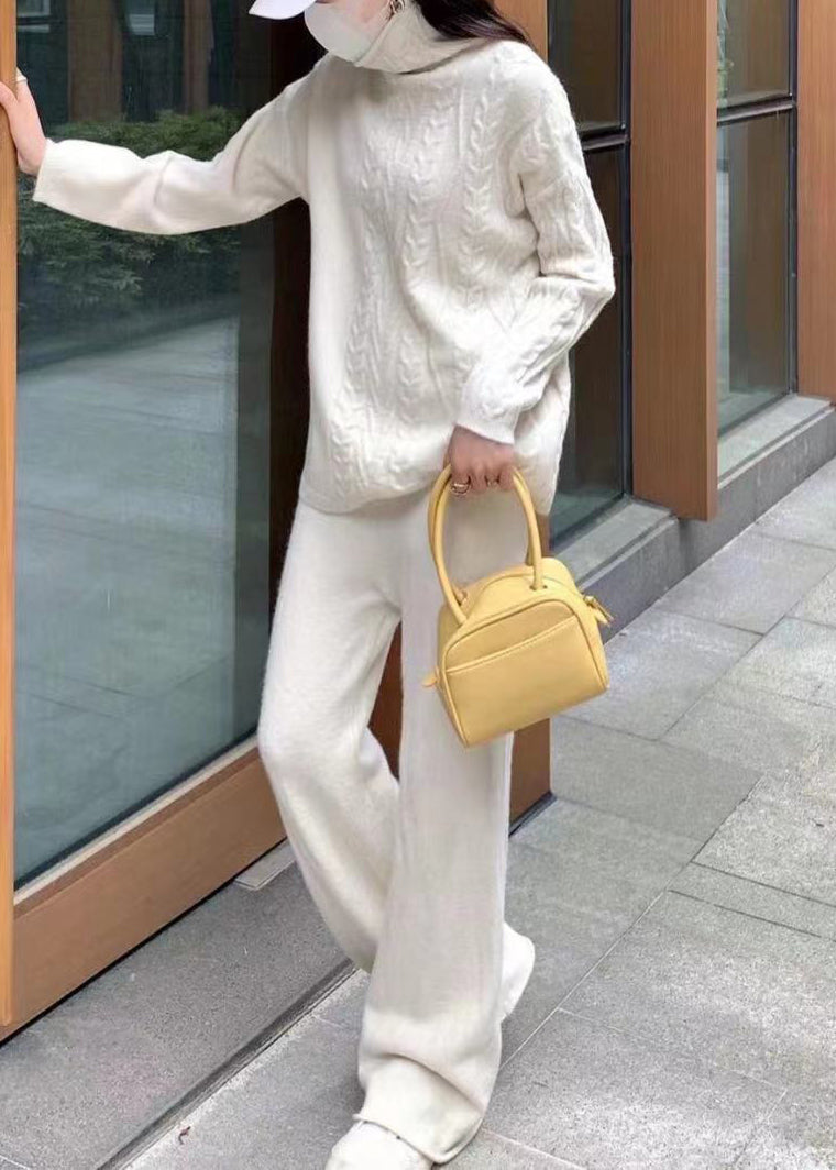 Kvinnors Turtleneck Tvådelad Set med Patchwork 4