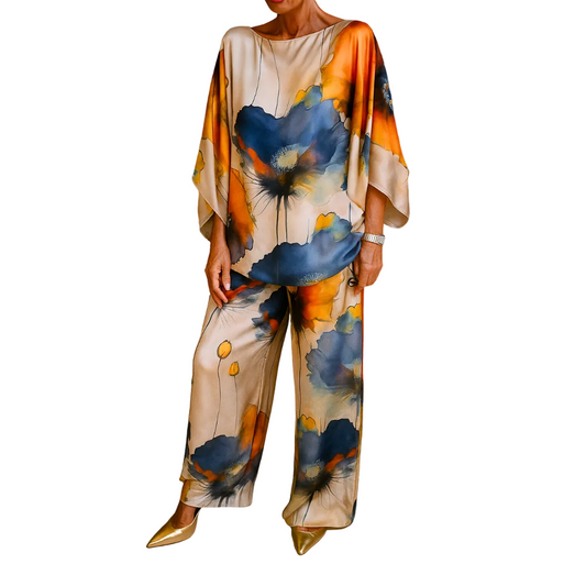 Kvinnors Tvådelad Satin Set Med Elegant Stil 0