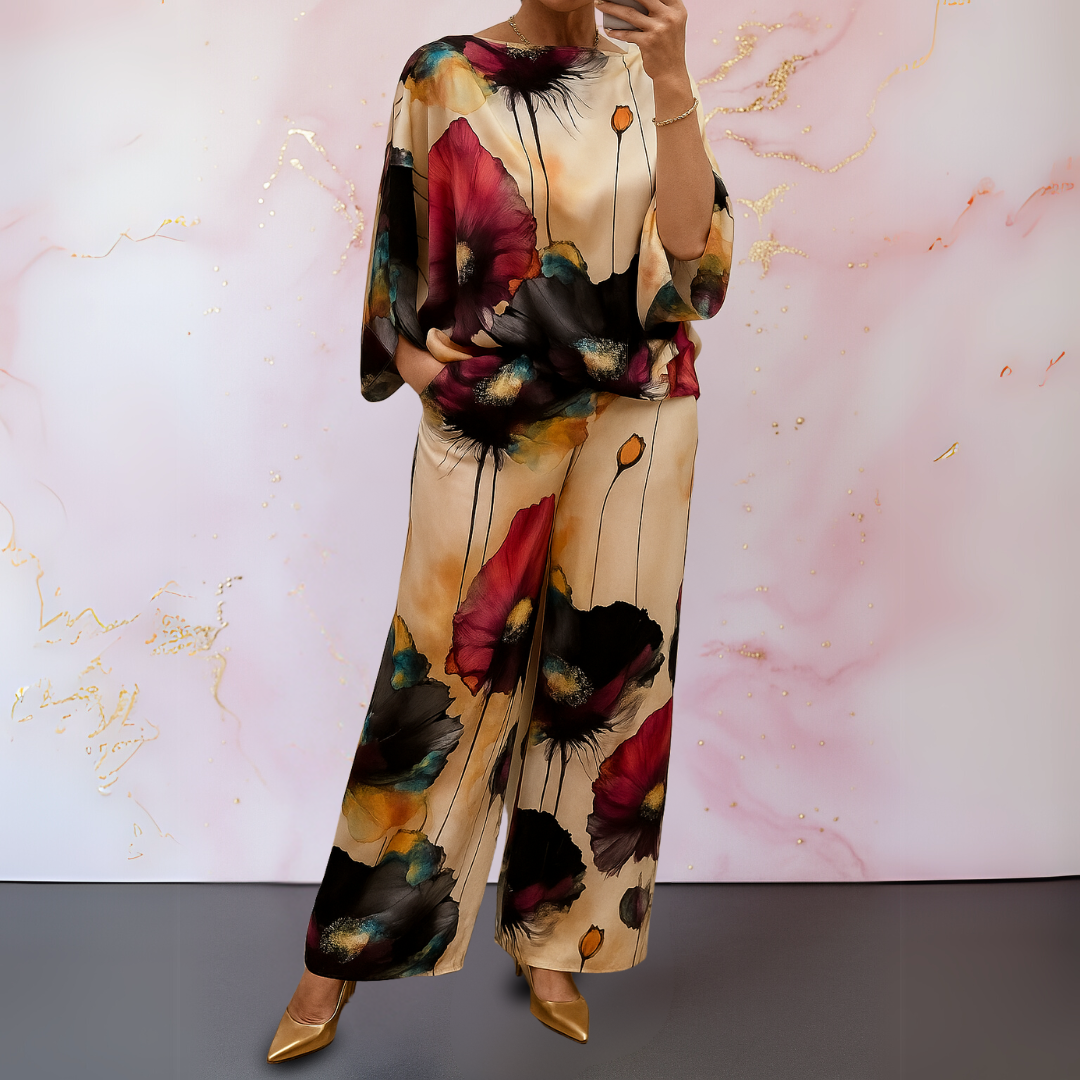 Kvinnors Tvådelad Satin Set Med Elegant Stil 1