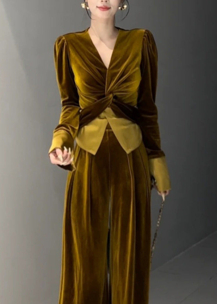 Kvinnors Tvådelad Set V-hals 3