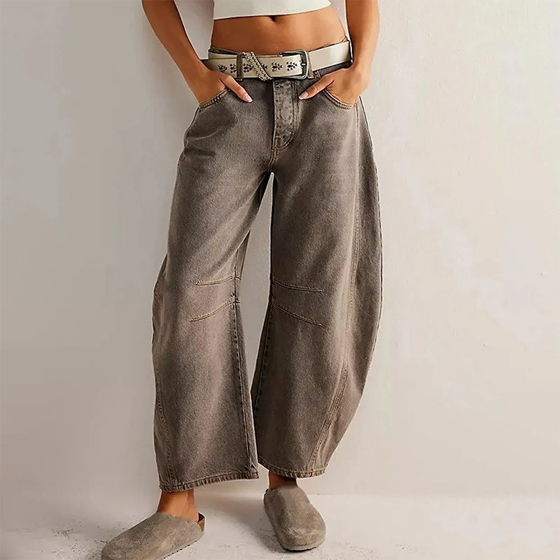 Kvinnors Utsvängda Jeans Låg Midja 2